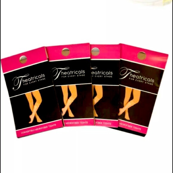 NEW 4 Pairs THEATRICALS Convertible Microfiber Tights 3 pink / 1 Suntan sz M - Picture 13 of 14